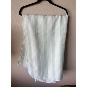 IZOD Sage Green White Striped Shower Curtain Waffle Weave Linens 100 x 60